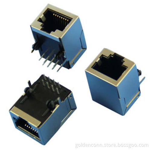 RJ45 Jack H Type Connector without LED Lamp, 8P8C, DIP Type, Single Port